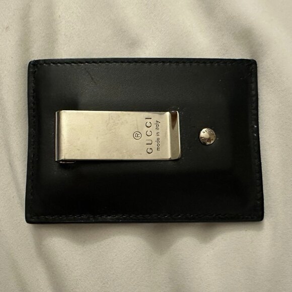 Gucci Signature Leather Card Holder with Silver Money Clip - Picture 2 of 3
